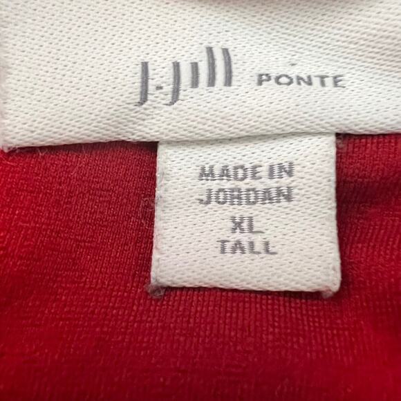J Jill Womens Ponte Knit Dress XL Tall Red 3/4 Sleeve Bell Cuffs Pockets - Picture 6 of 8